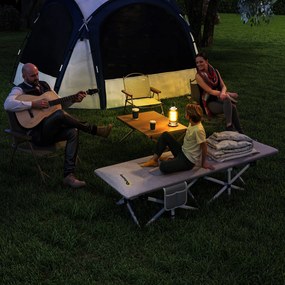 Outsunny Leżanka Polowa, Łóżko Kempingowe, składane, miękkie, do 200 kg, stal nierdzewna, 200x65x42cm, Szary