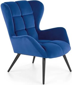 Granatowy pikowany fotel uszak T9-L77