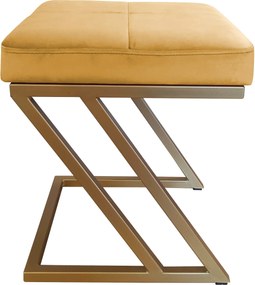 Pufa ZETA tkanina Welur loft ławka podnóżek metal : Kolor Stelaża - Złoty, Kolor tkaniny - VELVET - MG15, Typ tkaniny - Velvet