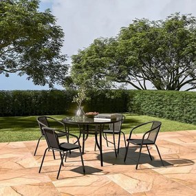 Stolik ogrodowy okrągły 105 cm z otworem na parasol Tulum 080, czarny