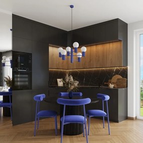 Niebieska lampa wisząca ze szklanym kloszem Orbital – Sollux