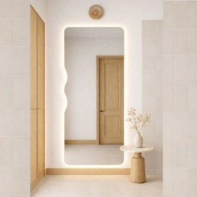 Lustro dekoracyjne oszlifowane z podświetleniem WAVE Aura LED  | Różne rozmiary | Różne kolory : Kolor tafli szkła - Srebrny, Rozmiar - 90 x 200 cm
