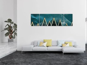 Obraz - Księżyc w pełni nad złotymi górami (170x50 cm)