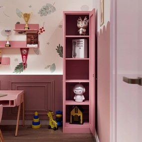 Wąska szafka do biura ALEX, 450 x 1850 x 400 mm, Fresh Style: pudrowy róż