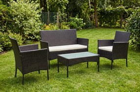 Komplet balkonowy z technorattanu (Sofa + 2 x fotel +stolik) COMODO czarny