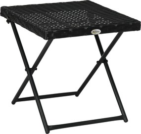 Outsunny Stolik balkonowy z polirattanu, składany, rama ze stali, łatwy w pielęgnacji, 40x40x40 cm, Czarny