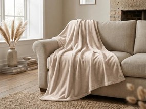 Koc z mikropluszu SOFT, beżowa Rozmiar: 200 x 220 cm