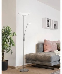 Lampa stojąca w kolorze matowego srebra ze szklanym kloszem (wysokość 180 cm) BAYA – EGLO