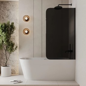 Parawan nawannowy prostokątny MOLIS Round Black szkło czarne | Różne rozmiary : Kolor profili kabiny - złoty, Rozmiar - 70x140 cm