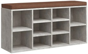 Szafka na buty z 10 otwartymi półkami i siedziskiem beton F2-Z55