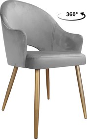 Krzesło Velvet tkanina Welur noga metalowa krzesło tapicerowane premium : Kolor nogi - Złota stożek, Kolor tkaniny - VELVET - MG17, Typ siedziska - Siedzisko obrotowe 360°