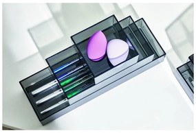 Organizery łazienkowe na kosmetyki z plastiku z recyklingu w kolorze matowej czerni zestaw 3 szt. Stack &amp; Slide – iDesign