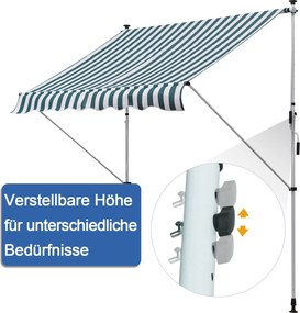 Outsunny markiza markiza zaciskowa składane ramię ramię przegubowe markiza z regulacją wysokości aluminium zielona