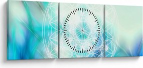 Obraz - Merkaba w turkusowym tle (z zegarem) (90x30 cm)