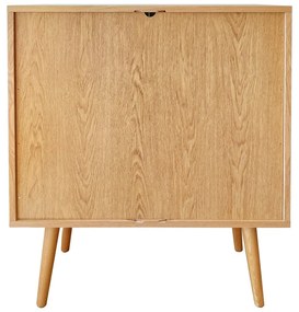 Wysoka komoda w dekorze dębu z drzwiami przesuwnymi 83x95 cm Rove – Woodman