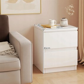 Biały stolik nocny z szufladami, 41×32×30 cm, nowoczesny design