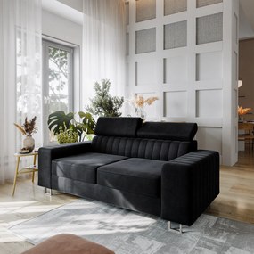 Masseno Sofa SOLAN z funkcją spania - Czarny - MONOLITH 95