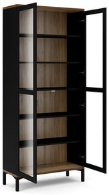 Czarno-naturalna witryna w dekorze orzecha 89x203x36 cm Roomers – Tvilum