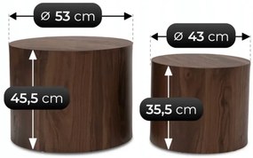 Zestaw okrągłych orzechowych stolików  D6-W84