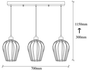 Czarna lampa wisząca z 3 kloszami Opviq lights Tel Long