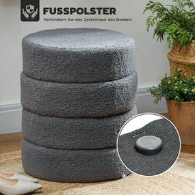 HOMCOM Hoker, okrągły, polarowy, stalowa rama, do 120kg, Φ40x45H cm, Ciemnoszary