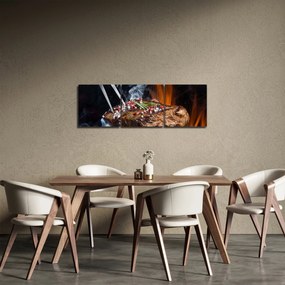 Obraz stek z grilla (z zegarem) (90x30 cm)