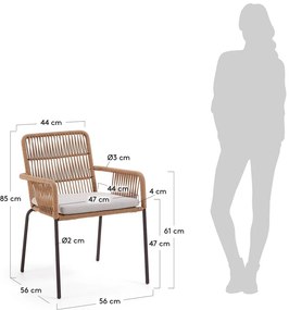 Krzesło ogrodowe ze stalową konstrukcją i sznurkową plecionką Kave Home Samt