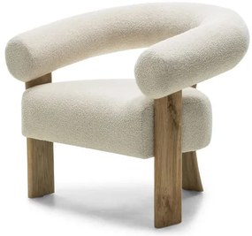 Kremowy designerski fotel KOKEI, dąb