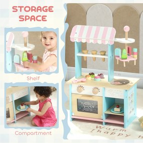 AIYAPLAY Lodziarnia i piekarnia dla dzieci, 17 akcesoriów, piekarnik, MDF, jasnoniebieski