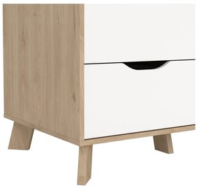 Biało-naturalna szafa w dekorze dębu z lustrem 147x201x58 cm Ikast – Tvilum