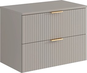 Szafka pod umywalkę wisząca ryflowana z blatem - Beżowy - szer. 80 cm - ZEVARA