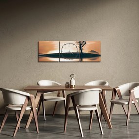 Obraz drzewa na wyspie (z zegarem) (90x30 cm)