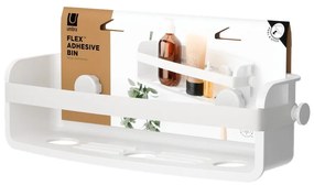 Biała samoprzylepna półka łazienkowa z plastiku z recyklingu Flex Adhesive – Umbra