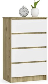 Komoda skandynawska do sypialni dąb artisan biały + E1-E43