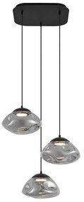 Designerska lampa wisząca czarna z przydymionym szkłem 3-źródła światła - GusDesignerski Oswietlenie wewnetrzne