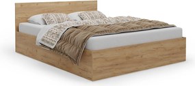 Łóżko drewniane z materacem AVI 140x200cm w kolorze dąb craft