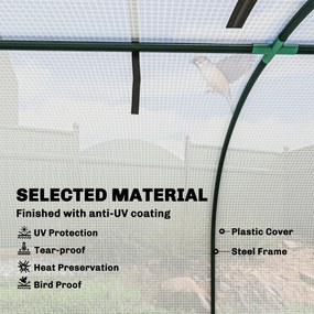 Outsunny Szklarnia, zimowa szklarnia foliowa z drzwiami na zamek błyskawiczny 395 x 100 x 80 cm, biały | Aosom PL