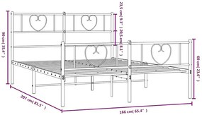 Czarne metalowe łóżko małżeńskie 160x200cm - Veligo
