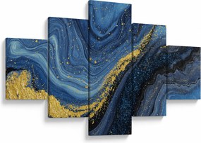 Obraz - Niebiesko-złota abstrakcja (125x70 cm)