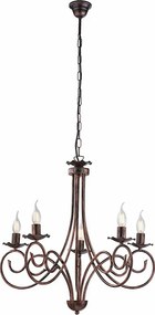 Alma - Żyrandol z czarnego lakierowanego żelaza z antyczną miedzianą dekoracją, 5 świateł, 120 cm - Ø57 cm - BL130-5-NR