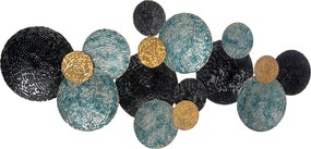 HOMCOM Dekoracja ścienna 3D Koła Metalowa 121cm Niebieski Czarny Złoty Unikalny design | Aosom PL