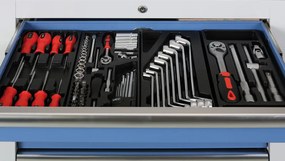 Szafka warsztatowa do blatu G2, 4 szuflady, 680 x 455 x 910 mm, niebieski