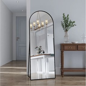 Lustro łukowe pełnej długości, 162 x 53 cm, pełnej długości, montowane na ścianie, lustro podłogowe, do salonu, czarne