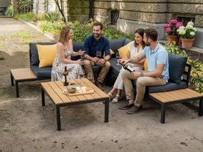 Duży narożnik aluminiowy ze stolikiem MASSIMO czarny