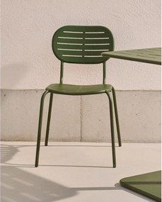 Ciemnozielone metalowe krzesło ogrodowe Brai – Kave Home