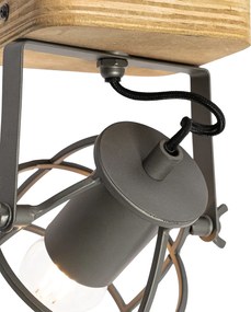 Industrialny reflektor ciemnoszary z drewnem regulowany - Arthur