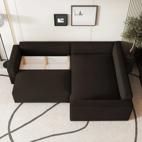 Masseno Narożnik ERONIS z funkcją spania i pojemnikiem na pościel Narozniki L, Rozkładana sofa - Brązowy, MONOLITH 29