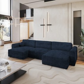 Masseno Narożnik FENTO z funkcją spania i pojemnikiem na pościel Narozniki U, Rozkładana sofa - Niebieski, TILIA 77