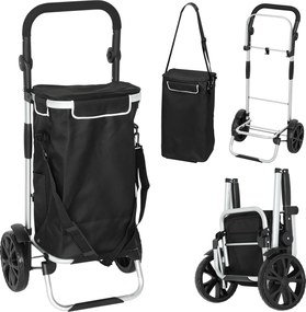 HOMCOM 3 w 1 składany wózek na zakupy 40L, udźwig do 25 kg, z kieszenią termo, czarny