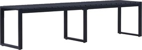 Ławka ogrodowa 180 cm czarna z płyty PS i metalową ramą, 3 miejsca, nowoczesny design bez podłokietników